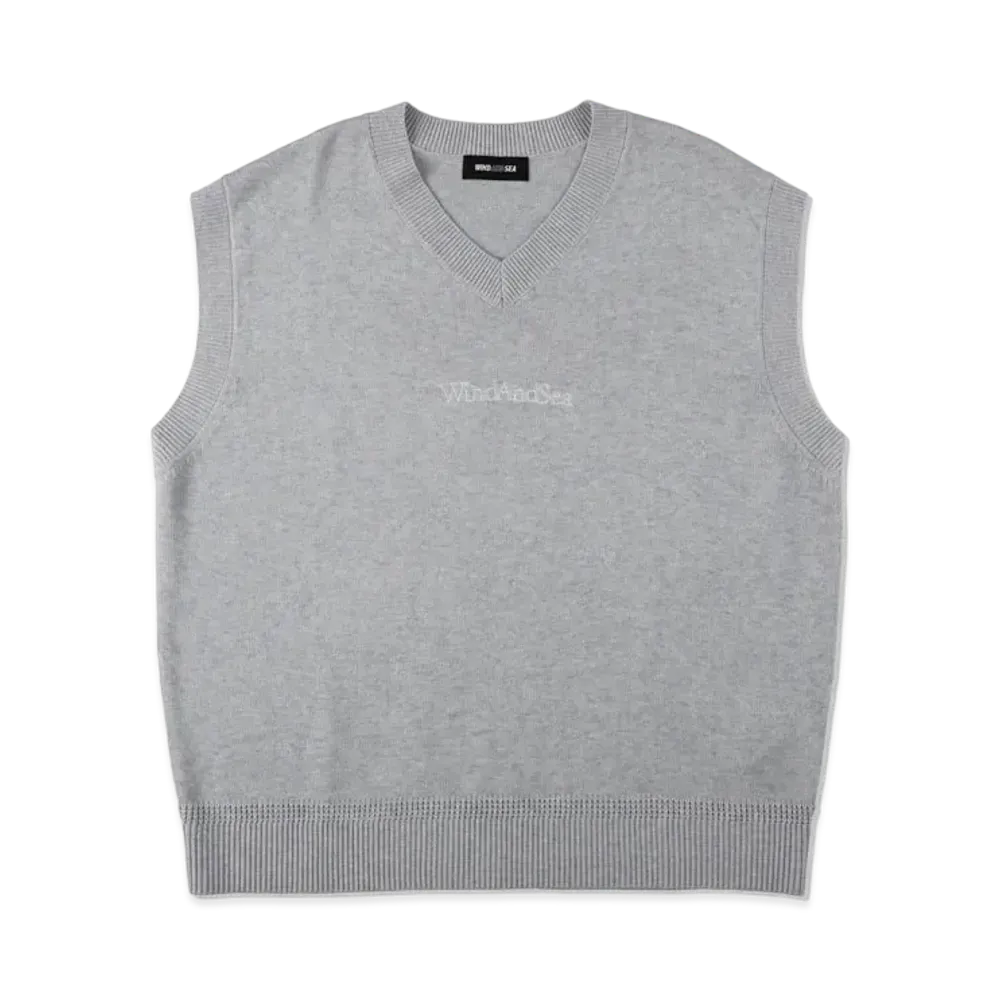 WIND AND SEA SDT Vneck Knit Vest "Gray"