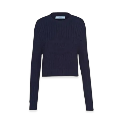PRADA Women's Cotton Crewneck Sweater "Navy"