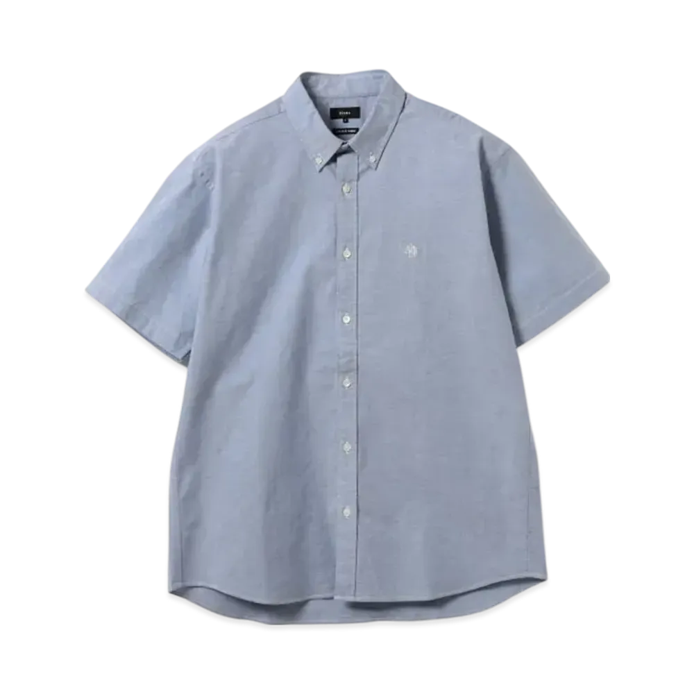 BEAMS Stretch Emblem Button-Down Shirt "Sax"