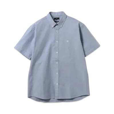 BEAMS Stretch Emblem Button-Down Shirt "Sax"