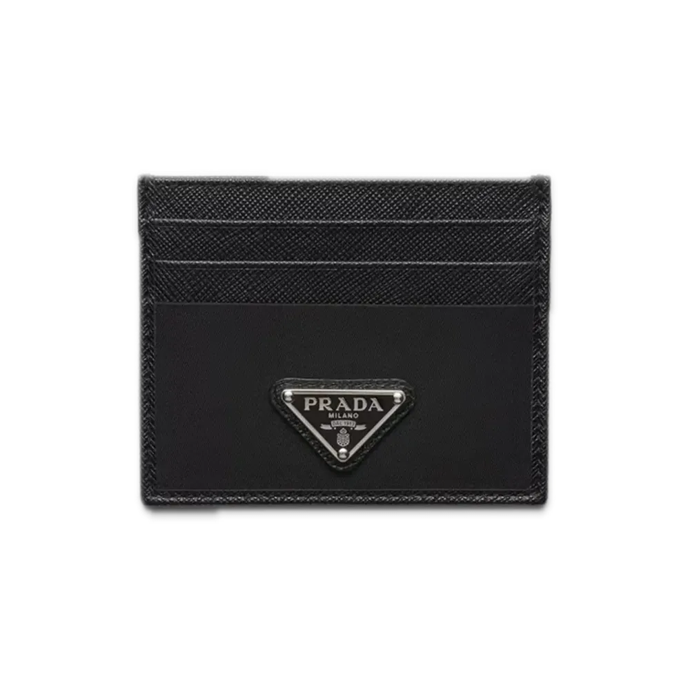 PRADA Re-Nylon x Saffiano Leather Card Case "Black"