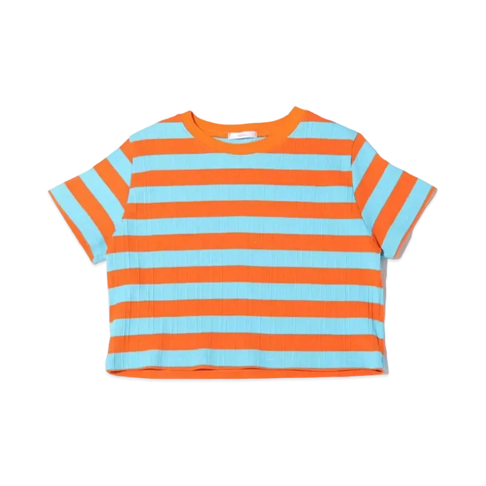 atmos pink Border Ribbed Mini T-Shirt "Blue"