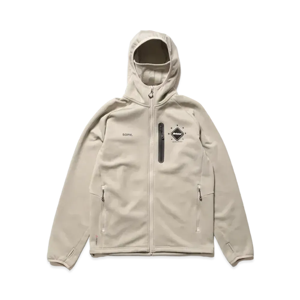 F.C.Real Bristol Polartec Power Stretch Zip Up Gaiter Hoodie "Beige"