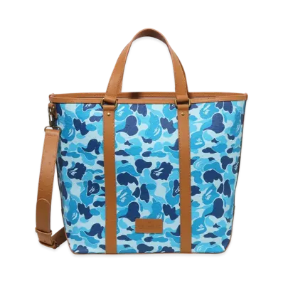 A BATHING APE Pu Ostrich Tote Bag "Blue"