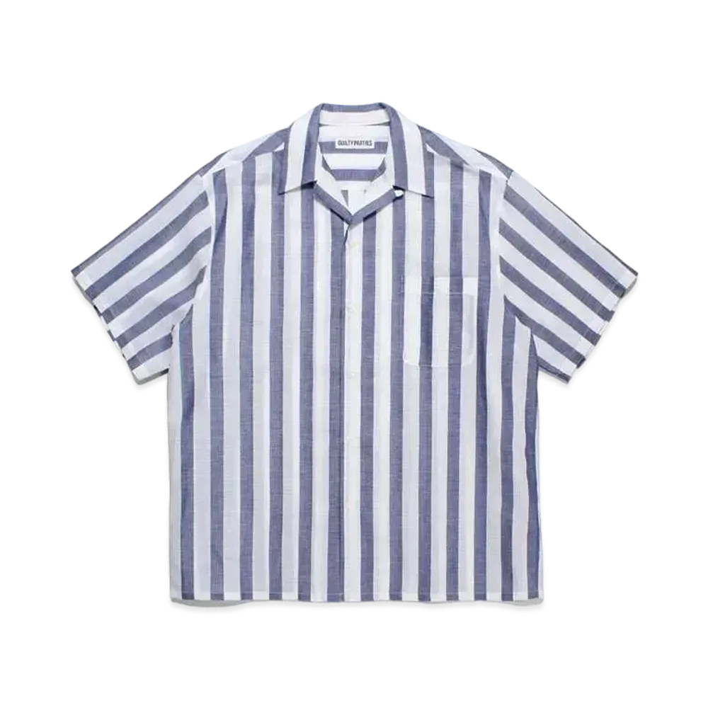 WACKO MARIA SOKTAS / Striped Open Collar Shirt "Blue"
