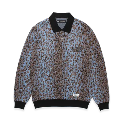 WACKO MARIA Jacquard Knit Polo Shirt "Blue"