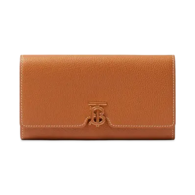 Burberry Grainy Leather TB Monogram Long Wallet "Brown"