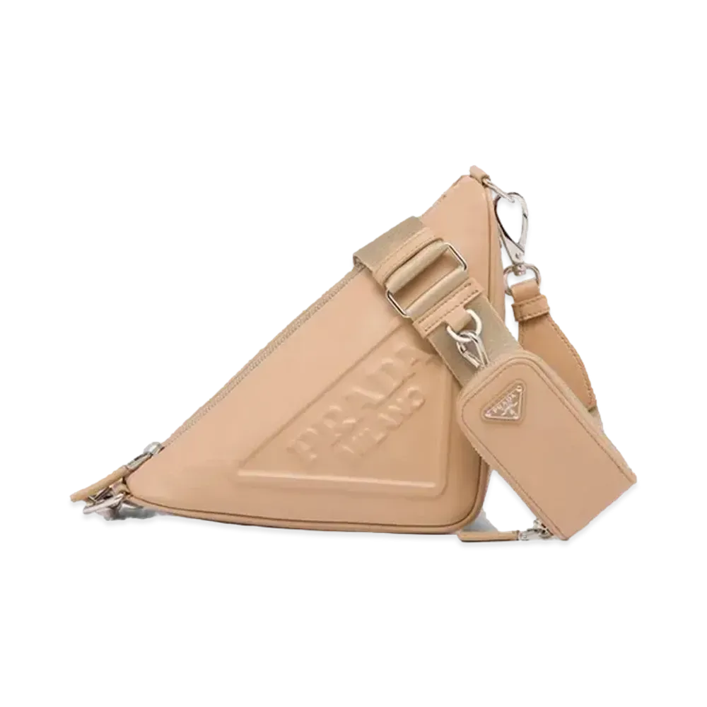 PRADA Triangle Leather Shoulder Bag "Sand Beige"