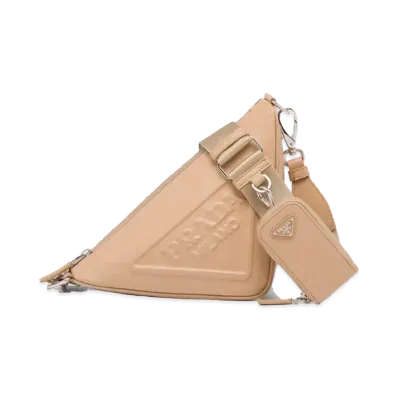PRADA Triangle Leather Shoulder Bag "Sand Beige"