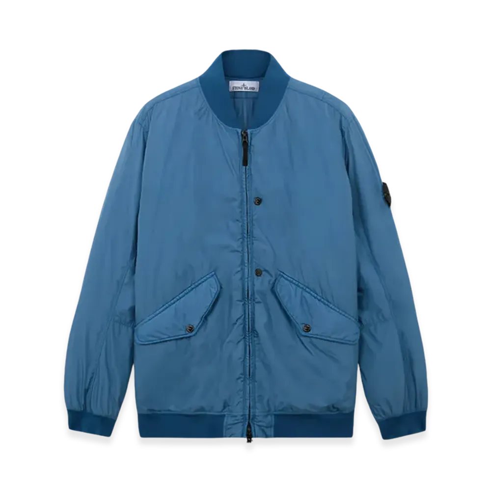 Stone Island 40923 Crinkle Reps R-NY Wind Resistant Bomber Jacket - 24FW "Avio Blue"