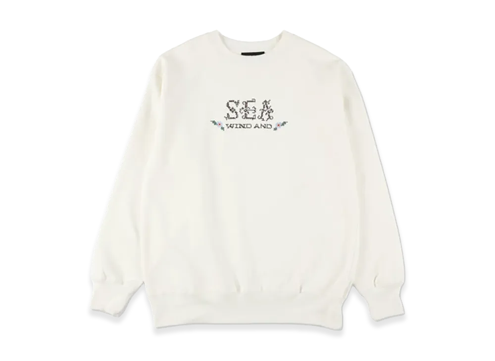 WIND AND SEA Hand Stitch Logo Crewneck Sweatshirt "White"
