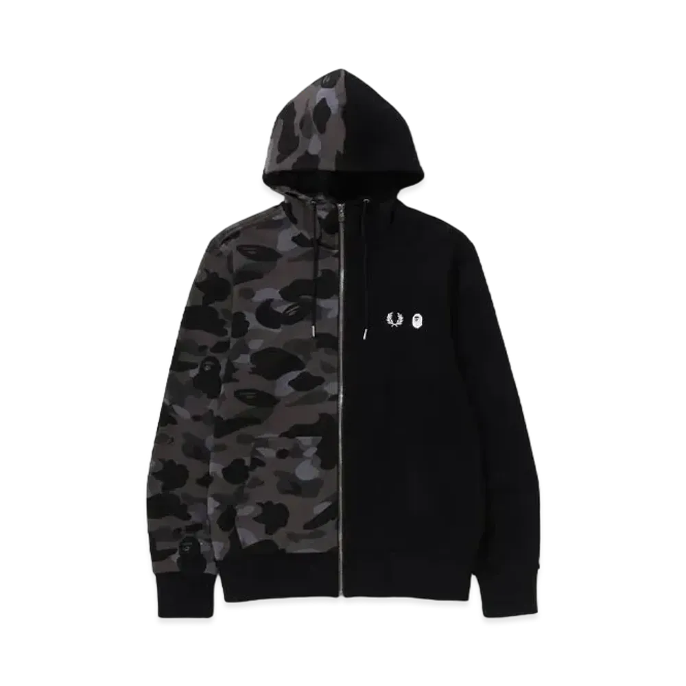 A BATHING APE x Fred Perry Color Camo Zip Hoodie "Black"