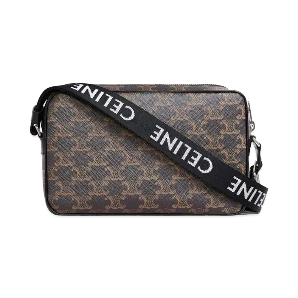 CELINE Medium Messenger Bag In Triomphe Canvas "Black"