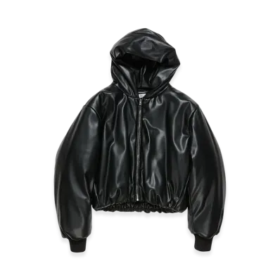 Acne Studios Hooded Faux Leather Jacket "Black"