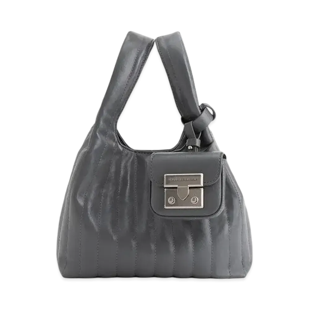 CHARLES & KEITH Donna Crinkle Effect Dumpling Bag "Grey"