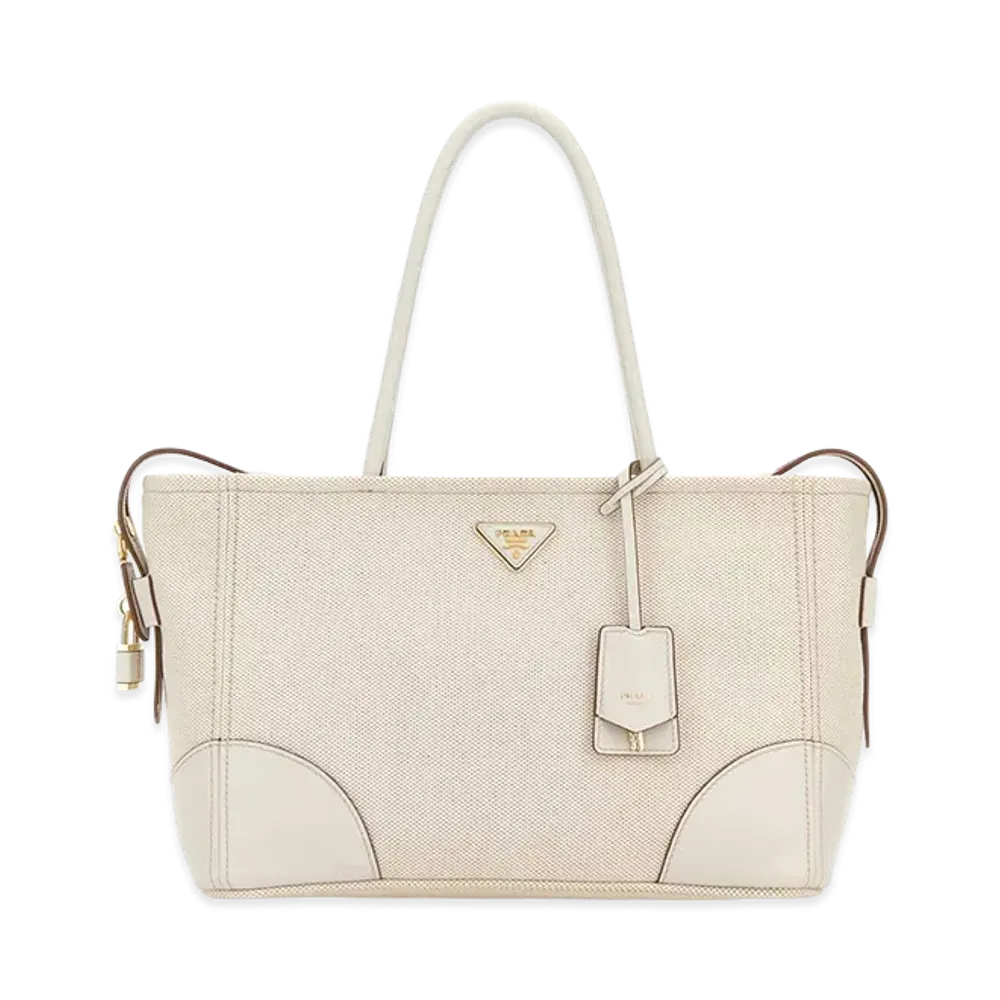 PRADA Wonen's Canvas Large Shopping Bag "White"