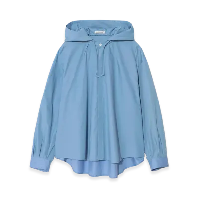 UNDERCOVER Hooded Polyester Cotton Broadcloth Shirt "Gray Blue"