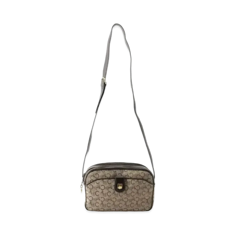 CELINE C Macadam Shoulder Bag "Brown"