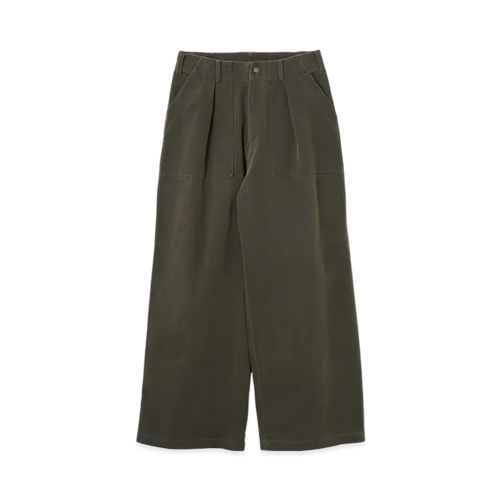 YOKE Pigment Coating Chino Cloth Cotton 1Tuck Wide-Leg Pants "Dusty Khaki"