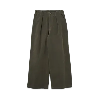 YOKE Pigment Coating Chino Cloth Cotton 1Tuck Wide-Leg Pants "Dusty Khaki"