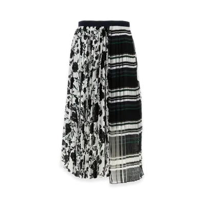 sacai Women's Printed Satin And Tulle Skirt "Multicolor"