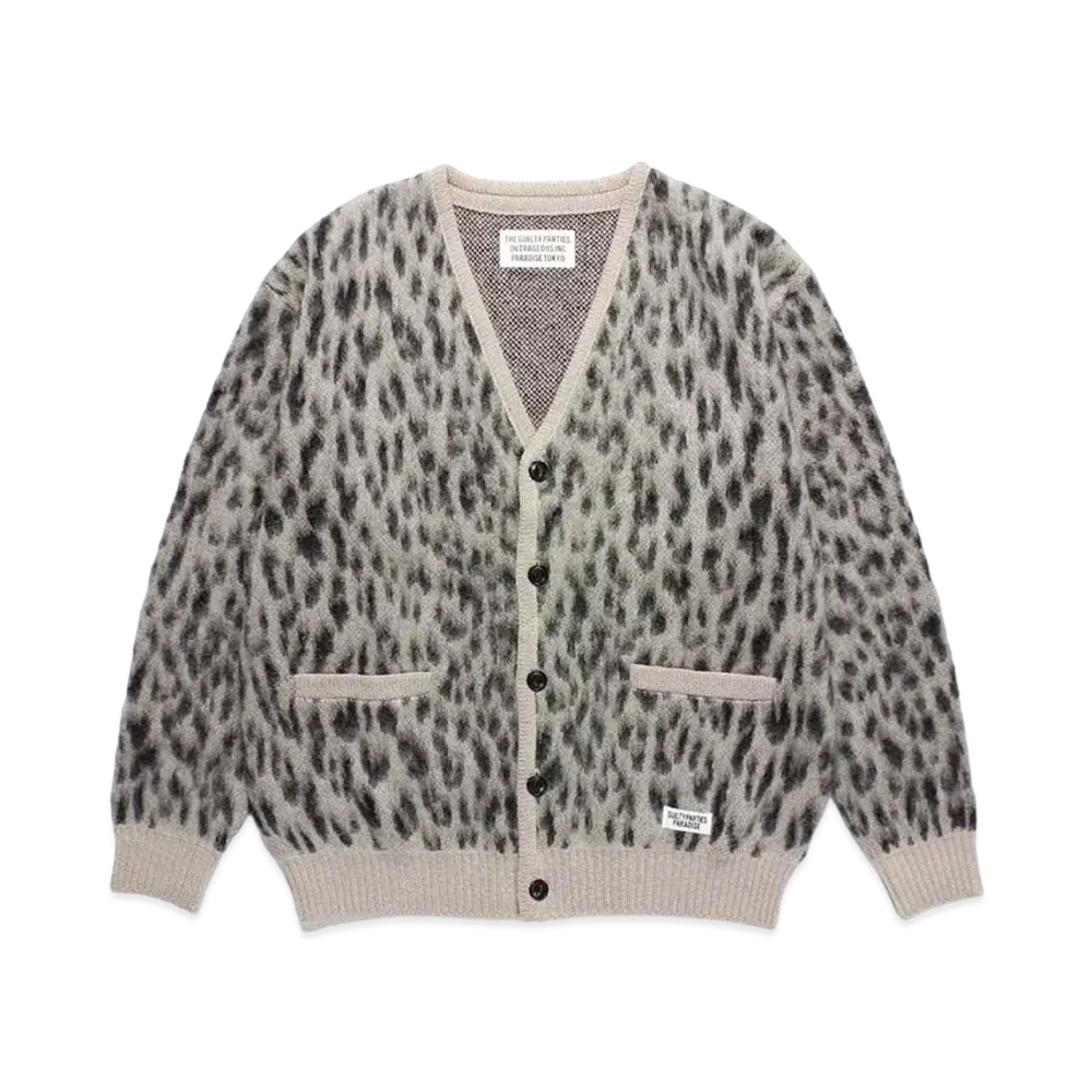 WACKO MARIA Leopard Mohair Knit Jacquard Cardigan "Ivory"