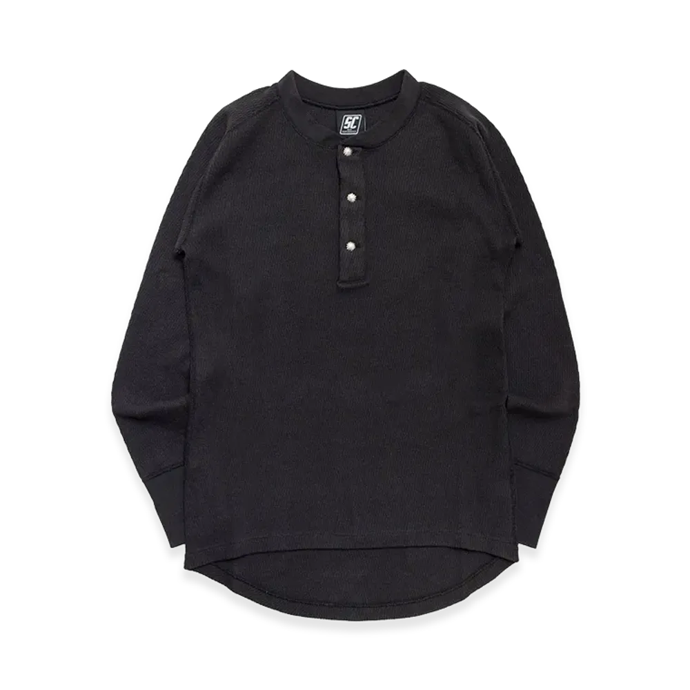 SubCulture Thermal Henley Neck Long Sleeve T-shirt (Concho SV925) "Black"