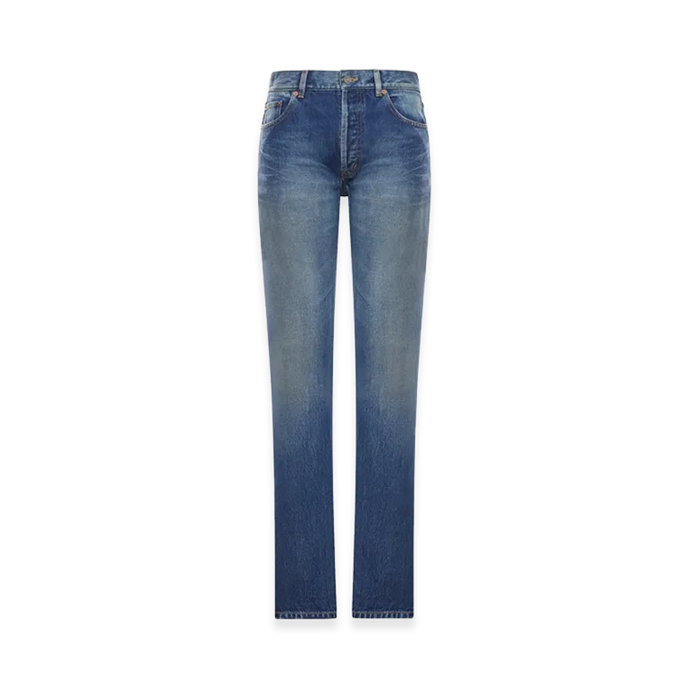 Saint Laurent Women's Straight Leg Denim Jeans "Blue"
