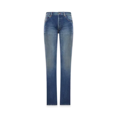 Saint Laurent Women's Straight Leg Denim Jeans "Blue"