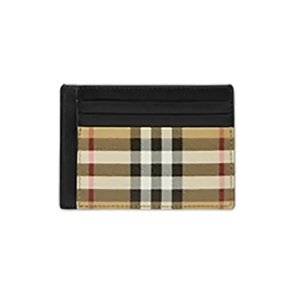 Burberry Check Money Clip Card Case "Archive Beige"