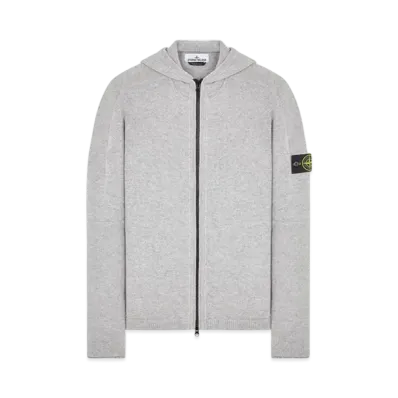 Stone Island Lambswool Hooded Cardigan Knit "Dust Melange"