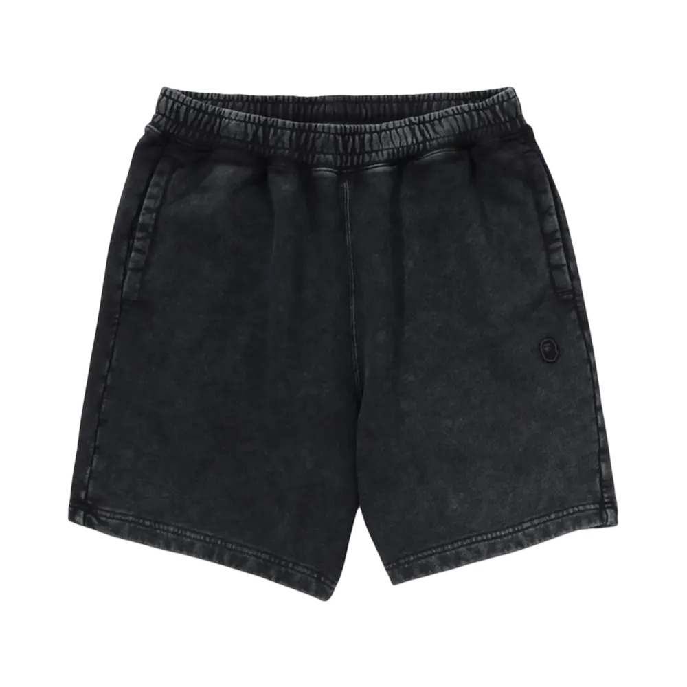 A BATHING APE Garment Dye One Point Relaxed Fit Sweat Shorts "Black"