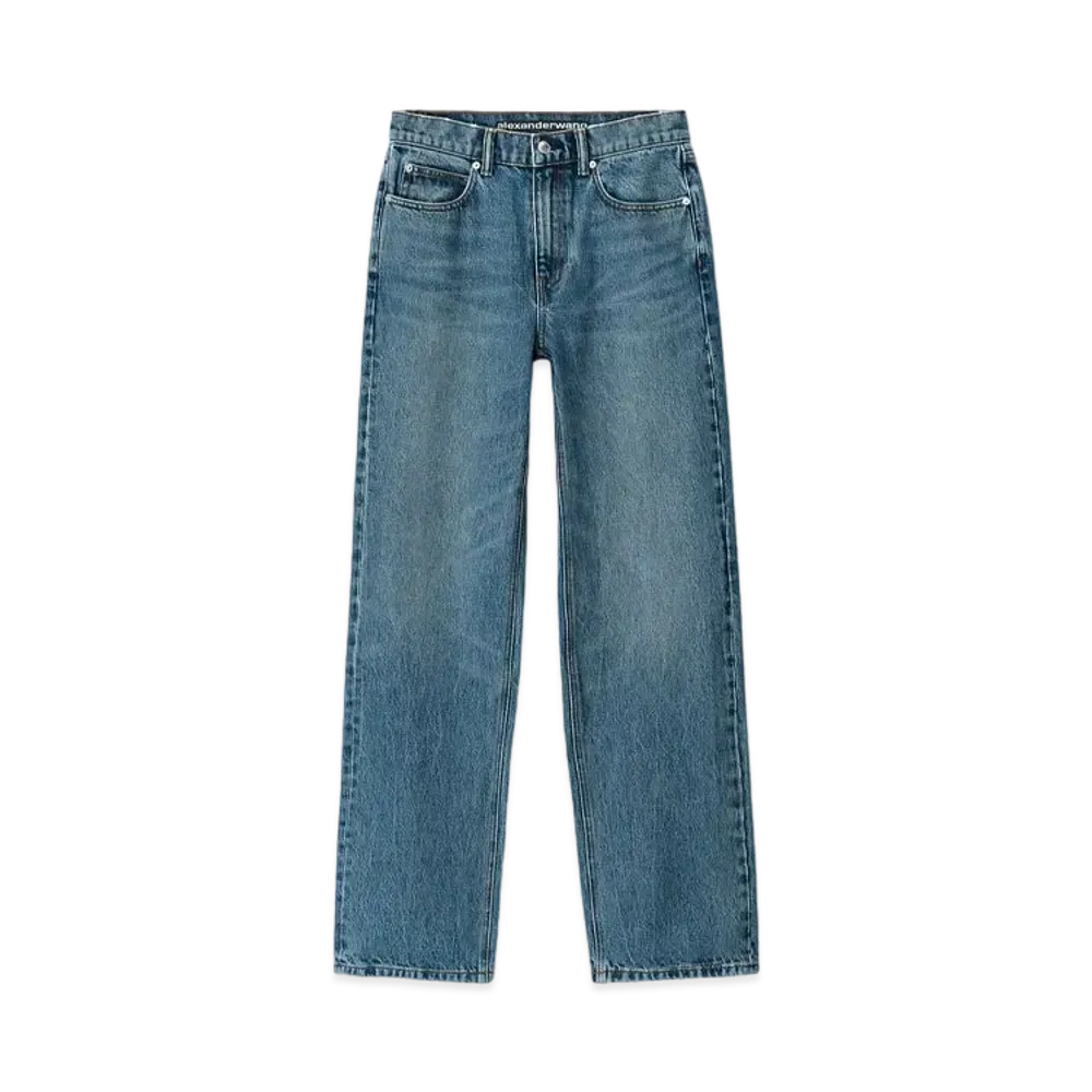 Alexander Wang Denim Ez Mid-Rise Straight Leg Jeans "Medium Indigo"