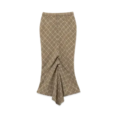 FUMIKA UCHIDA Plaid Tweed Hobble Skirt "Plaid Beige"
