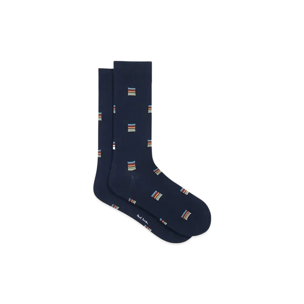 Paul Smith Signature Block Socks "Navy"