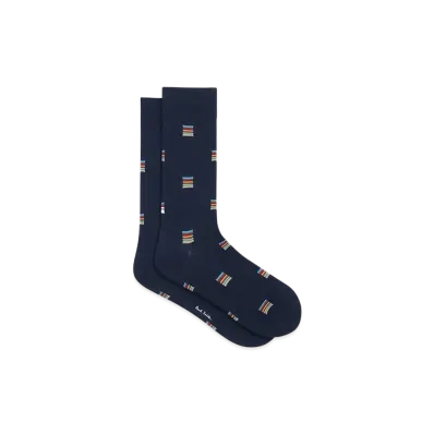 Paul Smith Signature Block Socks "Navy"