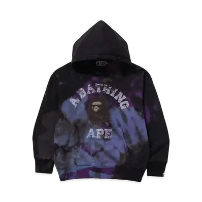 A BATHING APE Tie Dye College Relaxed Fit Pullover Hoodie "Black"