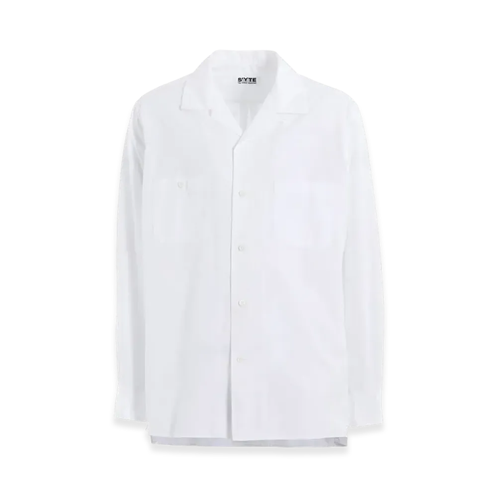 S'YTE Cotton Broad Loose-Fit Open Collar Shirt "White"