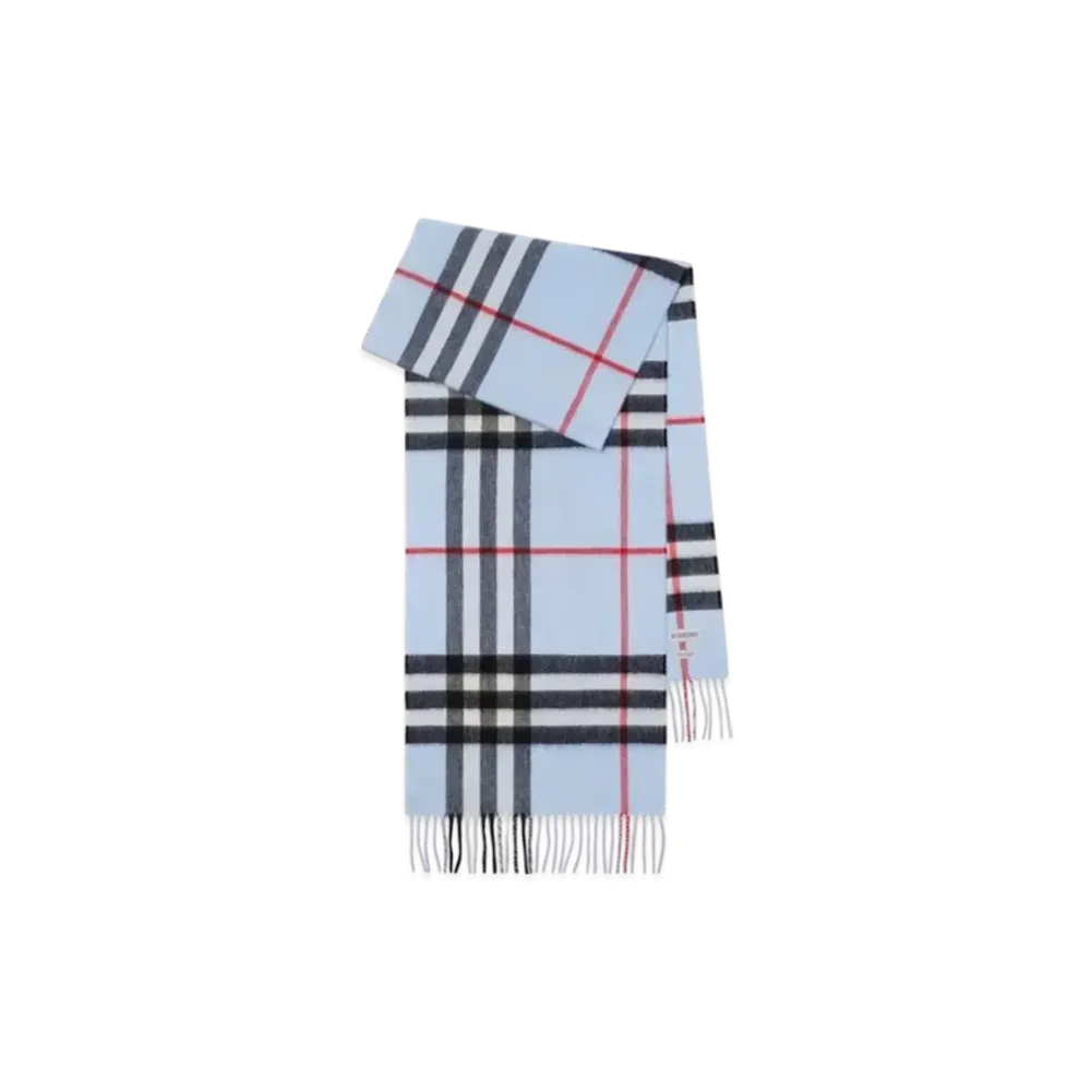 Burberry Check Cashmere Scarf "Pale Blue"