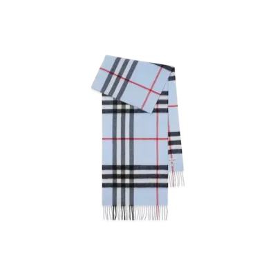 Burberry Check Cashmere Scarf "Pale Blue"