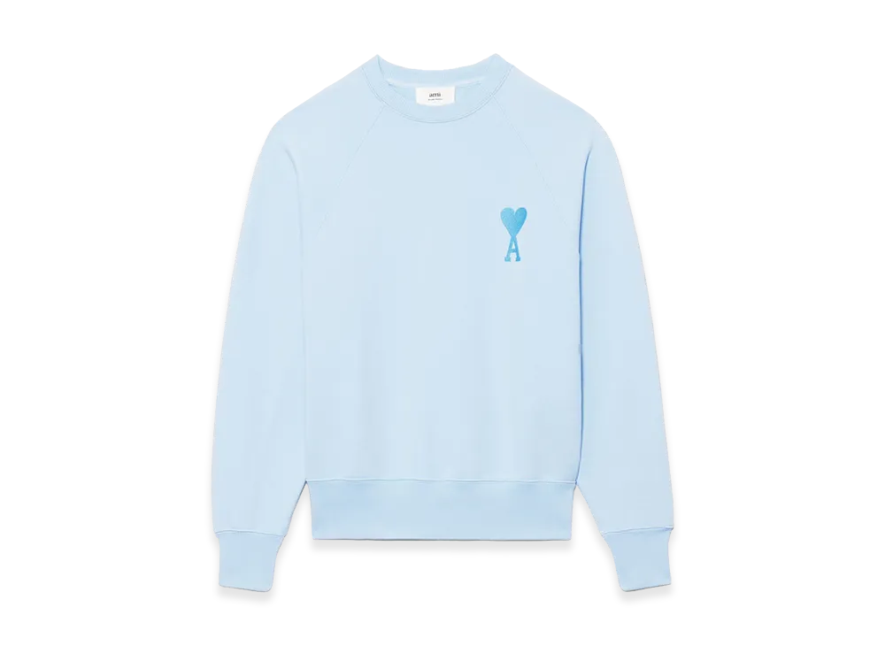 AMI PARIS Cotton Sweatshirt "Sky Blue"