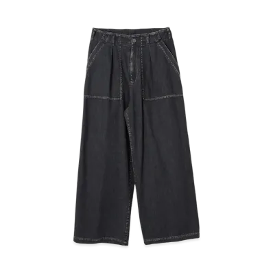 YOKE 8OZ Vintage Light-Weight Denim 1Tuck Wide Baker Pants "Black"