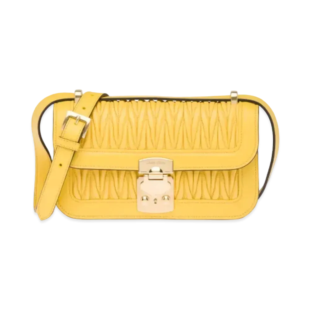 MIU MIU Matelasse Nappa Leather Shoulder Bag "Sunny Yellow"