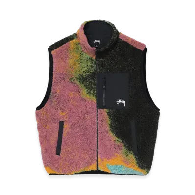 Stussy Sherpa Vest Berry "Jacquard Dye"