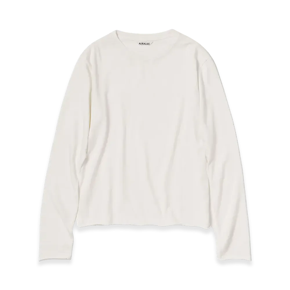 AURALEE Women's Brushed Organic Cotton Cashmere Jersey L/S Tee "White"
