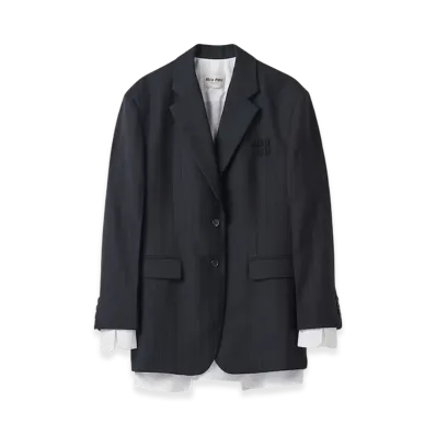 MIU MIU Women's Single Breasted Pinstripe Jacket "Navy"
