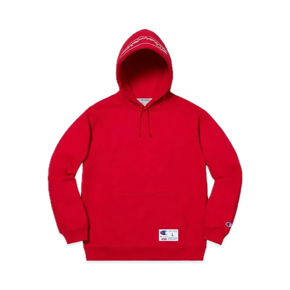 Supreme x Champion Outline Hooded Sweatshirt "Dark Red"