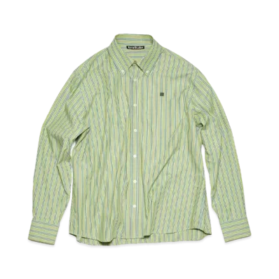 Acne Studios Striped Button Up Shirt "Bright Green/Dark Green"