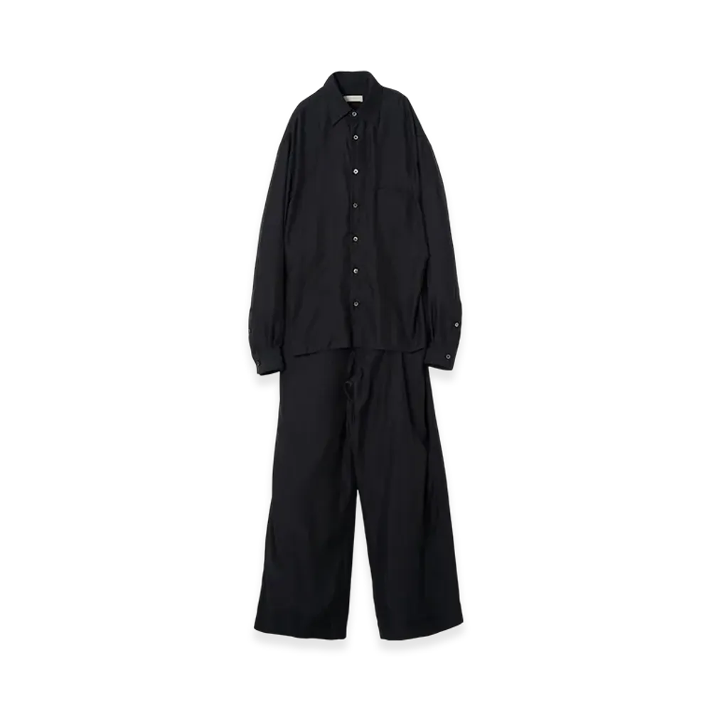 YOKE Cupro Polyester Washable Chambray Twill Jump Suit "Black"