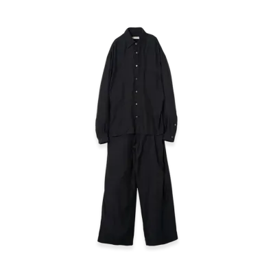 YOKE Cupro Polyester Washable Chambray Twill Jump Suit "Black"
